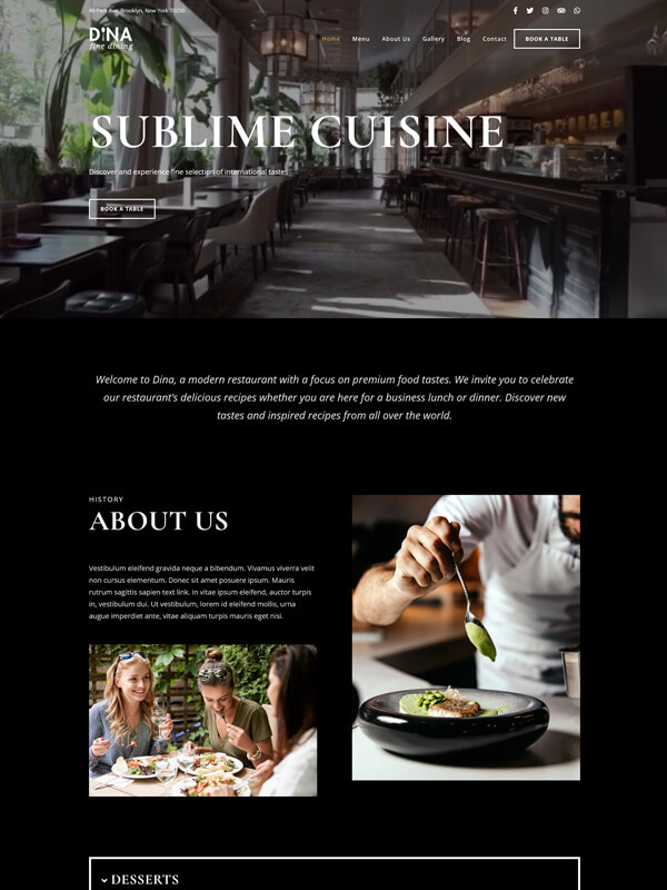 طراحی سایت رستوران و کافه | سایت برگ